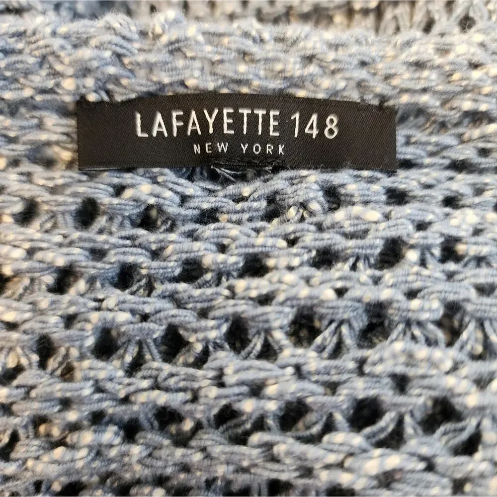 LAFAYETTE 148 NEW YORK CABLE KNIT BLUE SWEATER LARGE